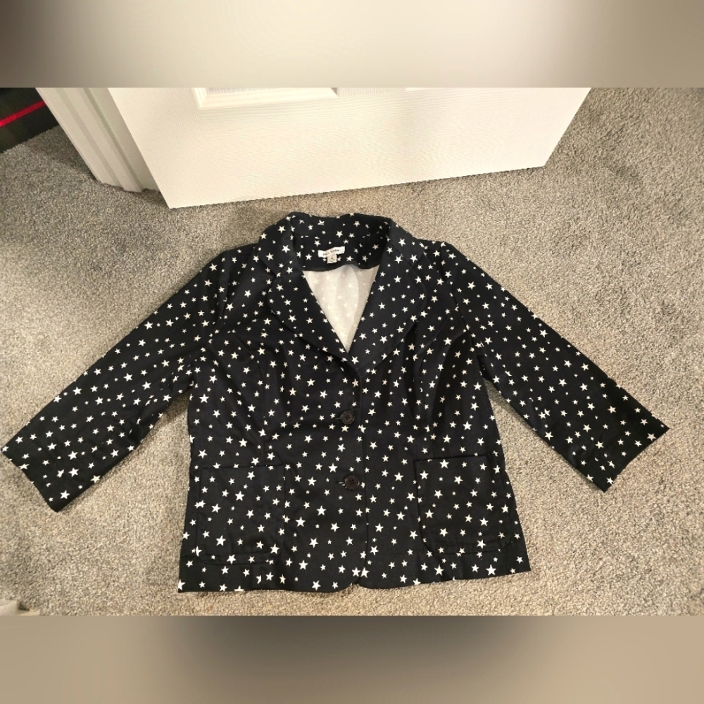 Y2K Joan Rivers Stars Blazer Women's Size 12, Nazy & White